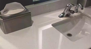 White Artificial Quartz Stone Double Sink Countertops Bathroom Vanity Top For Hotel