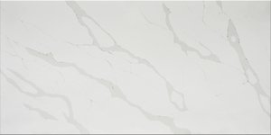 Calacatta Dorado Quartz with Light Grey Line for Cabinet Countertops